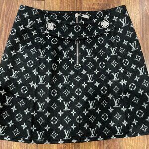 Louis Vuitton Black Wool Skirt Monogram Print